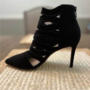 Loeffler Randall Black Coralie Suede Cutout Bootie Stiletto Heels Size 7.5